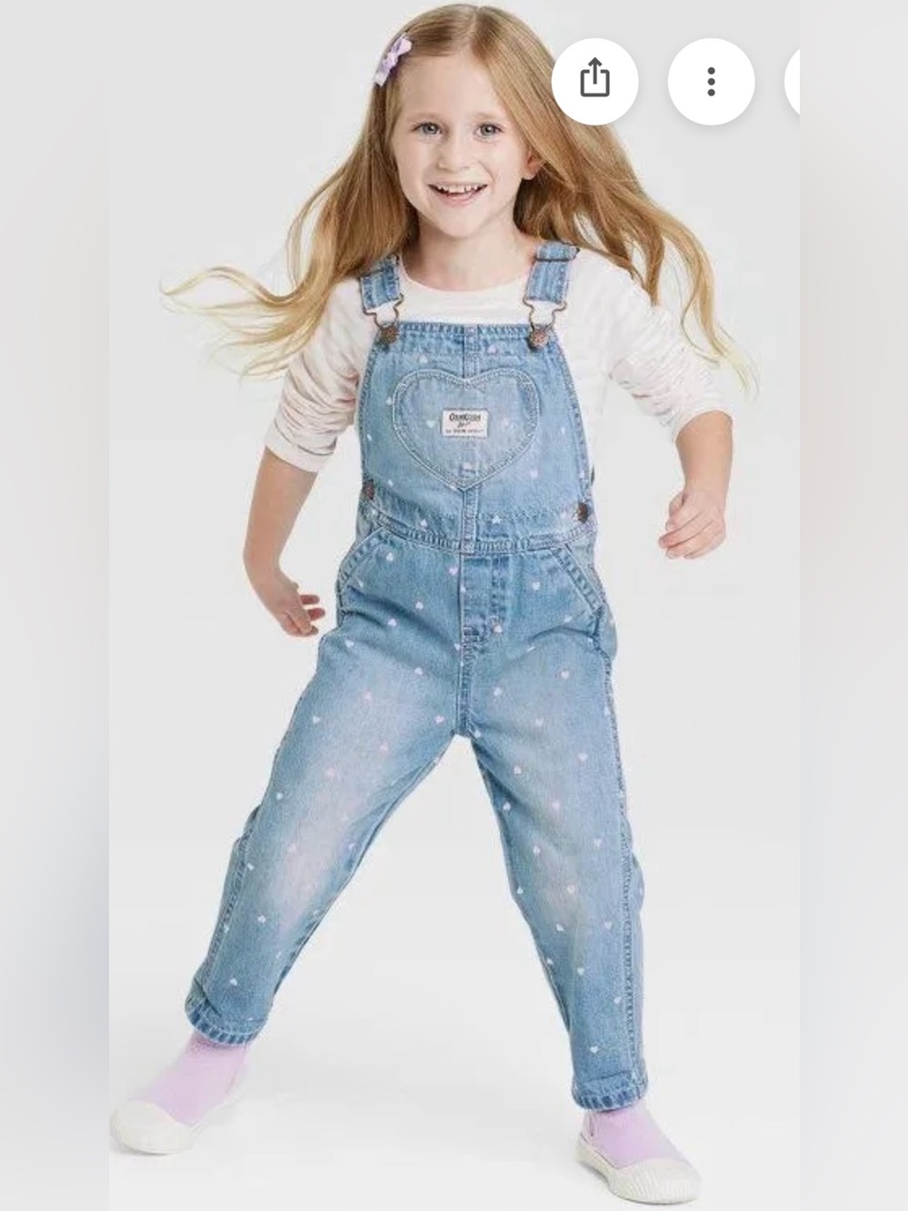 OshKosh B'gosh Toddler Girls' Heart Denim Overalls size 3T